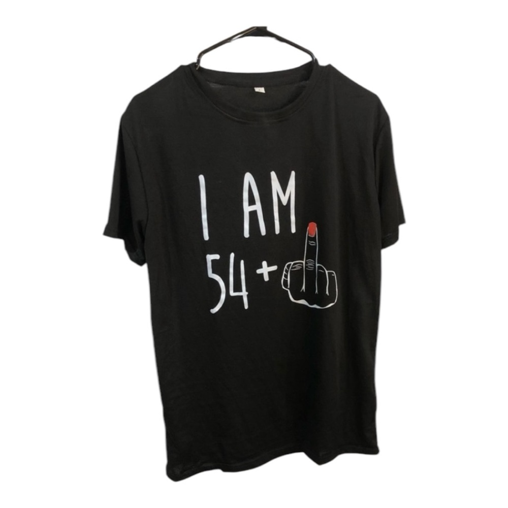 Novelty Women’s Black Graphic Birthday Funny T-shirt I Am 54 Plus 1 Size L